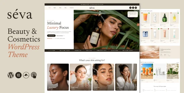 Seva - Beauty Cosmetics WordPress Theme WordPress theme homepage layout for a beauty health and beauty website