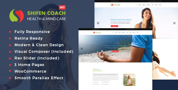 Shifen Coach - Personal Development Coach WordPress Theme WordPress theme homepage layout for a blog health and beauty website