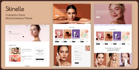 Skinelle - Modern Skincare WooCommerce Theme WordPress theme homepage layout for a beauty health and beauty website
