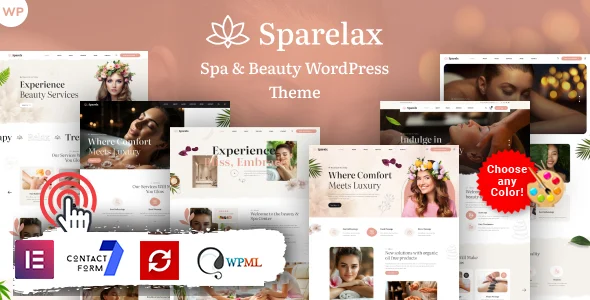 Sparelax - Spa Salon WordPress WordPress theme homepage layout for a beauty health and beauty website