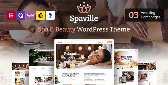 Spaville - Spa and Beauty WordPress Theme WordPress theme homepage layout for a ayurveda health and beauty website