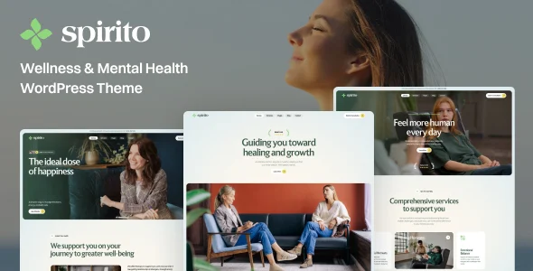 Spirito – Wellness & Mental Health WordPress Theme WordPress theme homepage layout for a clinic health and beauty website