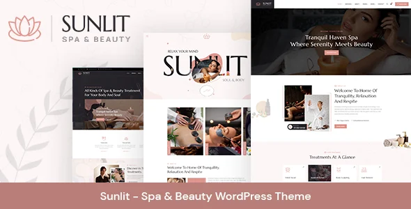Sunlit - Spa & Beauty WordPress Theme WordPress theme homepage layout for a beauty health and beauty website