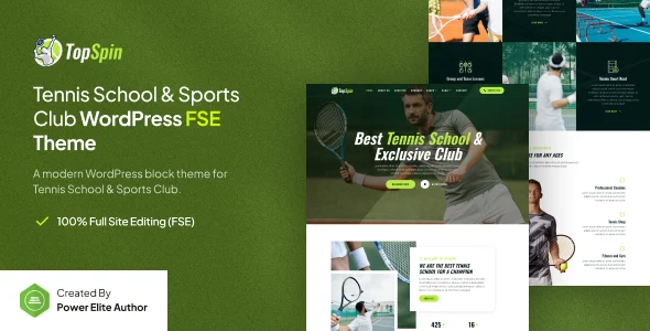 TopSpin – Tennis School & Sports Club Gutenverse FSE WordPress Block Theme WordPress theme homepage layout for a academy health and beauty website