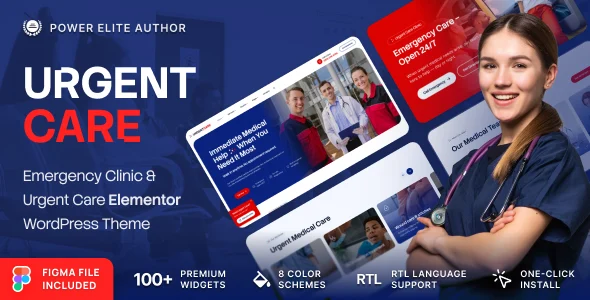 Urgent Care – Ambulance & Emergency Medical Clinic WordPress Theme WordPress theme homepage layout for a ambulance health and beauty website