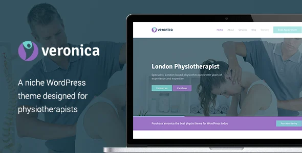 Veronica - Physiotherapy, Medical WordPress Theme WordPress theme homepage layout for a chiropractor health and beauty website
