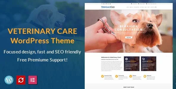VetBox - Veterinary & Pet Care WordPress Theme WordPress theme homepage layout for a animal health and beauty website
