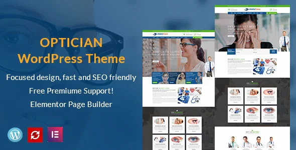 VisionBox - Optometrist & Eye Care WordPress Theme WordPress theme homepage layout for a eye doctor health and beauty website