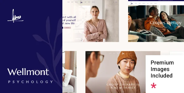 Wellmont - Psychology and Counseling WordPress Theme WordPress theme homepage layout for a appointment health and beauty website