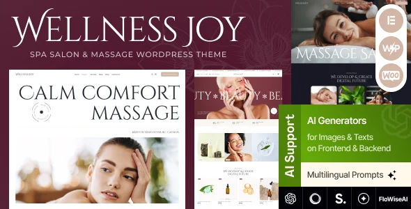 Wellness Joy - Spa Salon & Massage Beauty WordPress Theme WordPress theme homepage layout for a asian massage health and beauty website