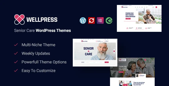 WellPress - Senior Care WordPress Theme WordPress theme homepage layout for a activities health and beauty website