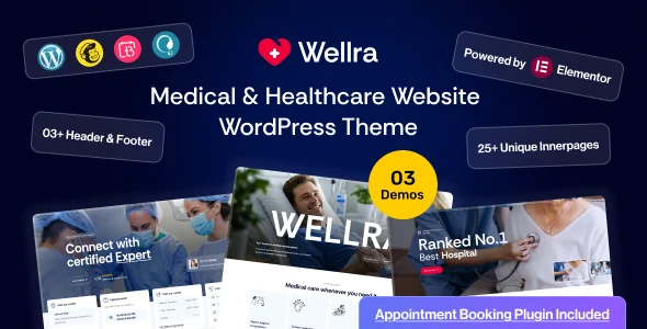 Wellra - Healthcare & Doctor's Appointment WordPress Theme WordPress theme homepage layout for a clinic health and beauty website
