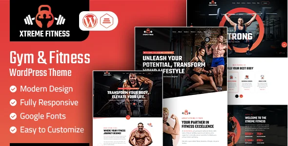 Xtreme Fitness | Gym & Fitness WordPress Theme WordPress theme homepage layout for a bodybuilding health and beauty website