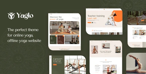 Yaglo - Yoga Studio WordPress Theme WordPress theme homepage layout for a class schedule health and beauty website