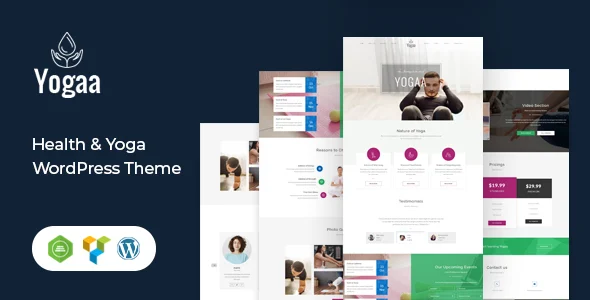 Yogaa – Healthy Beauty WordPress Theme WordPress theme homepage layout for a classes health and beauty website