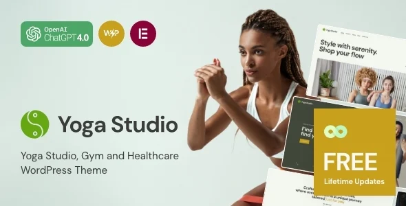 YogaStudio - Yoga, Gym & Healthcare WordPress Theme WordPress theme homepage layout for a fitness health and beauty website