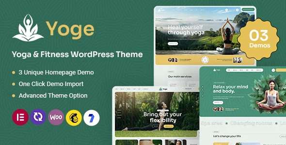 Yoge - Fitness and Yoga WordPress Theme WordPress theme homepage layout for a asana health and beauty website