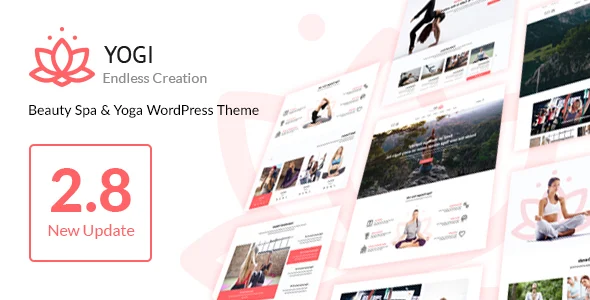 Yogi - Health Beauty & Yoga WordPress Theme WordPress theme homepage layout for a beauty health and beauty website