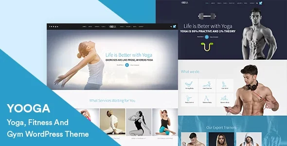Yooga- Yoga, Fitness & Gym WordPress Theme WordPress theme homepage layout for a asana health and beauty website