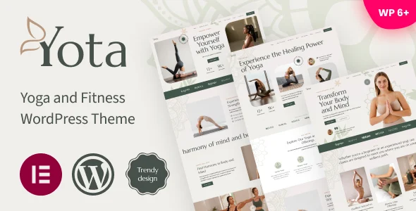 Yota - Yoga and Fitness WordPress Theme WordPress theme homepage layout for a asana health and beauty website