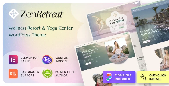 Zen Retreat - Wellness Resort, Spa & Yoga WordPress Theme WordPress theme homepage layout for a hotel health and beauty website