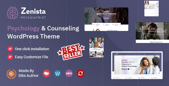 Zenista - Psychology & Counseling WordPress Theme with Appointments Booking WordPress theme homepage layout for a counseling health and beauty website