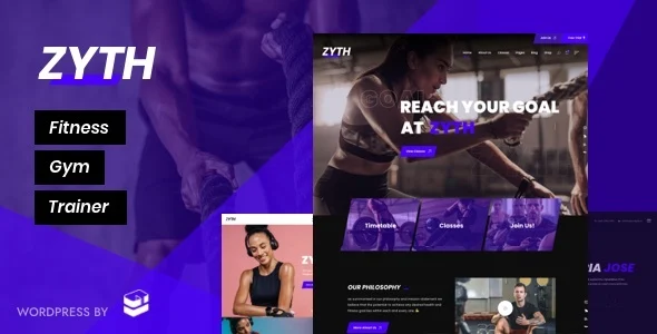 Zyth - Fitness Gym WordPress WordPress theme homepage layout for a bike health and beauty website