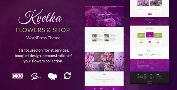 Kvetka - Flowers & Shop WordPress Theme WordPress theme homepage layout for a bouquet retail website