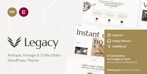 Legacy - Antique Store, Vintage & Collectibles WordPress Theme + Online Shop WordPress theme homepage layout for a accessories retail website