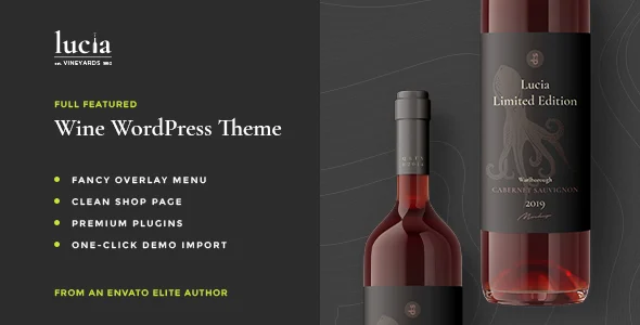 Lucia - Wine WordPress Theme WordPress theme homepage layout for a bar retail website
