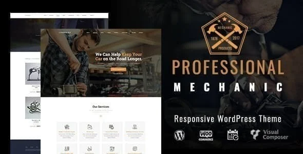 Mechanic |  Auto Repair WordPress Theme WordPress theme homepage layout for a auto mechanic retail website