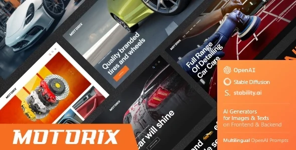 Motorix — Car Repair Auto Garage WordPress Theme + Online Store WordPress theme homepage layout for a accessories store retail website