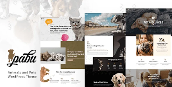 Pabu – Animals and Pets WordPress Theme WordPress theme homepage layout for a adopt retail website