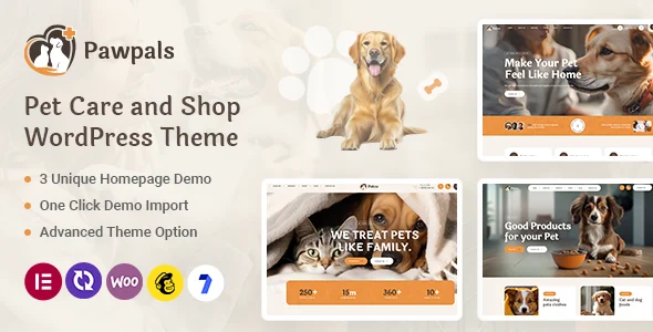 Pawpals - Pet Care & Pet Shop WordPress Theme WordPress theme homepage layout for a animal care retail website