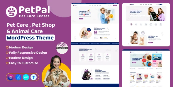 Petpal - Pet Care & Pet Shop WordPress Theme WordPress theme homepage layout for a animal retail website