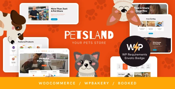 Pets Land | Pet Shop & Veterinary WordPress Theme WordPress theme homepage layout for a animal retail website