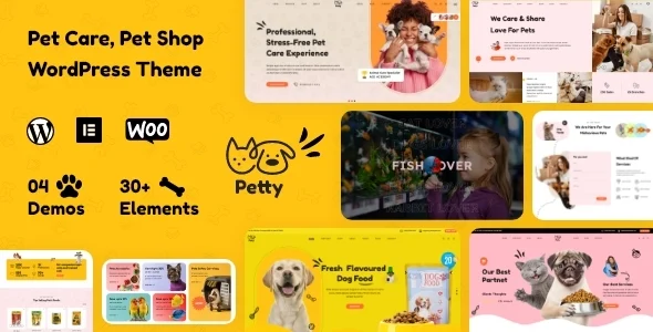 Petty - Pet Care & Pet Shop WooCommerce Theme WordPress theme homepage layout for a dog boarding retail website