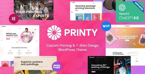Printy — Print Shop & Printing Company WordPress Theme WordPress theme homepage layout for a 3d shop retail website