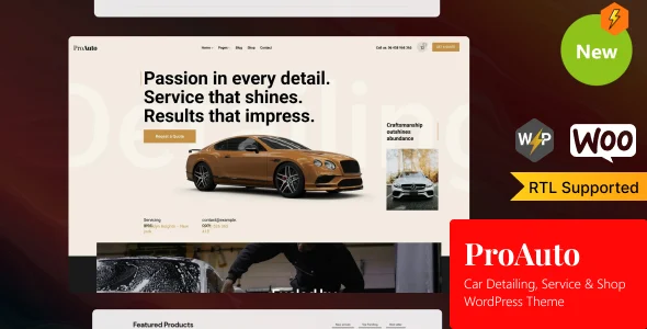 ProAuto - Car Detailing, Service & Shop WordPress Theme WordPress theme homepage layout for a auto body retail website