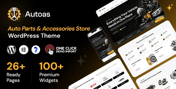 Autoas - Auto Parts and Accessories Store WordPress WooCommerce Theme WordPress theme homepage layout for a auto accessories shopping website