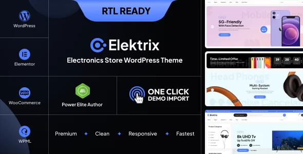 Elektrix - Electronics Store WooCommerce Theme WordPress theme homepage layout for a auto spares shopping website