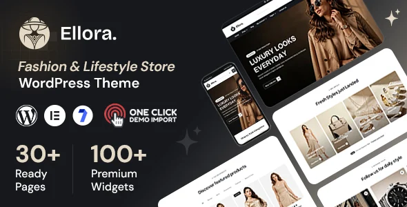 Ellora - Fashion Store WooCommerce Theme WordPress theme homepage layout for a apparel retailer shopping website