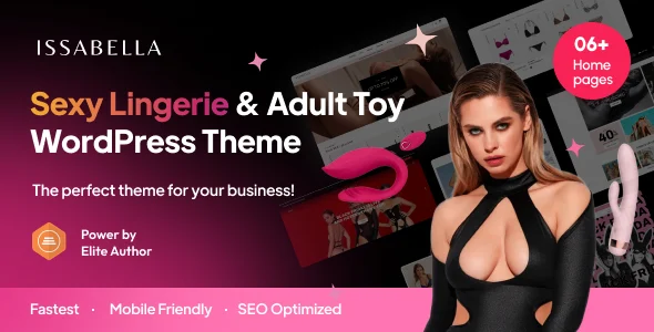 Issabella - Sexy Lingerie Adult Toy Shop WordPress Theme WordPress theme homepage layout for a adult shop shopping website