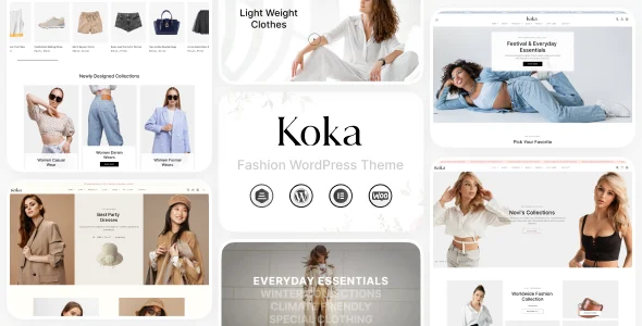 KoKa - Fashion Clothing Shop Theme WordPress theme homepage layout for a clothing shopping website