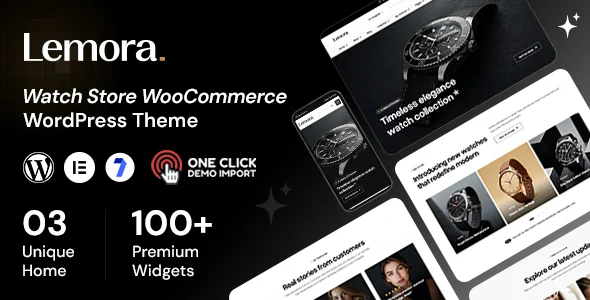 Lemora - Watch Store WooCommerce Elementor Theme WordPress theme homepage layout for a ecommerce shopping website