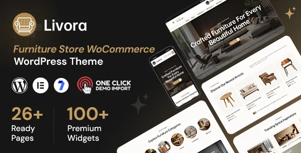Livora - Furniture Store WooCommerce Theme WordPress theme homepage layout for a ecommerce shopping website