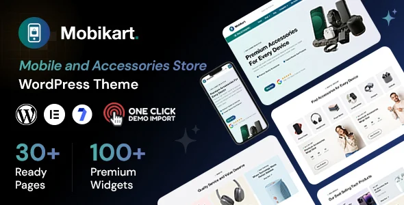 Mobikart - Mobile and Accessories Store WordPress Theme WordPress theme homepage layout for a consumer electronics shopping website