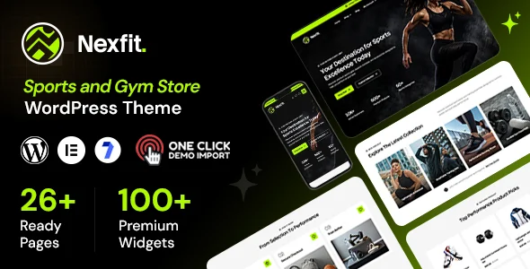 Nexfit - Sports & Gym Store WooCommerce Theme WordPress theme homepage layout for a elementor shopping website