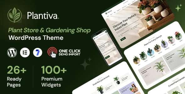 Plantiva - Plant Store & Gardening Shop WooCommerce Theme WordPress theme homepage layout for a elementor shopping website