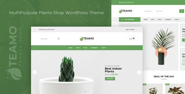 Teamo - MultiPurpose Plants Shop WordPress Theme WordPress theme homepage layout for a bundle shopping website